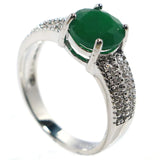 Green Emerald CZ Infinity Anniversary Silver Ring