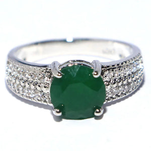 Green Emerald CZ Infinity Anniversary Silver Ring
