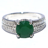 Green Emerald CZ Infinity Anniversary Silver Ring