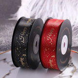 20yd 2.5cm Gilt Lettering Ribbon w/ Flower Packing Material Dot English Letter