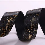 20yd 2.5cm Gilt Lettering Ribbon w/ Flower Packing Material Dot English Letter
