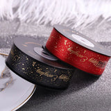 20yd 2.5cm Gilt Lettering Ribbon w/ Flower Packing Material Dot English Letter