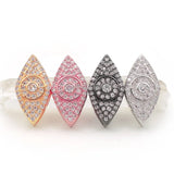 Micro Pave Clear CZ Eye Of Chakra Relief Flat Beads for DIY Bracelets Necklaces