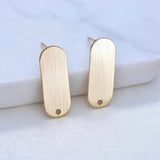 14K Plated Brass Oval Stud Earrings for DIY Jewelry Making