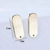 14K Plated Brass Oval Stud Earrings for DIY Jewelry Making