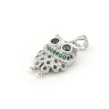 Micro Pave Black&Green CZ Owl Charm for Necklaces