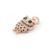 Micro Pave Black&Green CZ Owl Charm for Necklaces