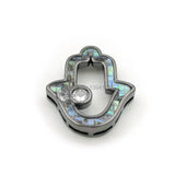 Micro Pave Clear CZ Gridding Abalone Shell Hand Flat Beads