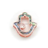 Micro Pave Clear CZ Gridding Abalone Shell Hand Flat Beads