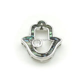 Micro Pave Clear CZ Gridding Abalone Shell Hand Flat Beads