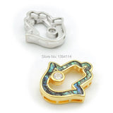 Micro Pave Clear CZ Gridding Abalone Shell Hand Flat Beads