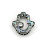 Micro Pave Clear CZ Gridding Abalone Shell Hand Flat Beads