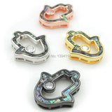 Micro Pave Clear CZ Gridding Abalone Shell Hand Flat Beads