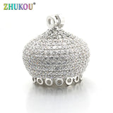 21*21mm High Brass CZ Crown Tassel Caps DIY Jewelry Findings Accessories