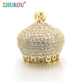21*21mm High Brass CZ Crown Tassel Caps DIY Jewelry Findings Accessories