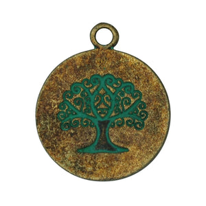 Life String Pattern Patina Pendant Round Alloy Charms