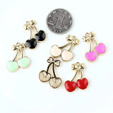 50Pcs Glazing KC Alloy Cherry Fruits Charms for Jewelry Making