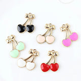 50Pcs Glazing KC Alloy Cherry Fruits Charms for Jewelry Making