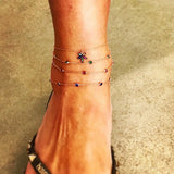 925 Sterling Silver Colorful Anklet for Women Beach Elegance CZ Dots