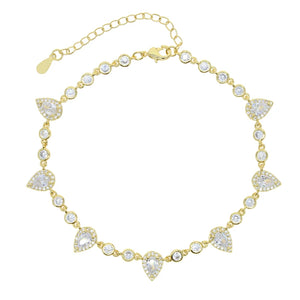 Green CZ Anklet Bracelet Women Gift Summer Holiday Beach Chain Bead Bracelet
