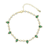 Green CZ Anklet Bracelet Women Gift Summer Holiday Beach Chain Bead Bracelet