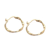 18K Yellow Plated Geometric Roped Twisted Big Circle Hoop Earrings