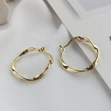 18K Yellow Plated Geometric Roped Twisted Big Circle Hoop Earrings
