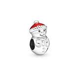 925 Sterling Silver Christmas Snowman House Charm DIY Stone for Women