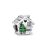 925 Sterling Silver Christmas Snowman House Charm DIY Stone for Women