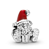 925 Sterling Silver Christmas Snowman House Charm DIY Stone for Women