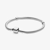 925 Silver Charm Bracelet Rose Golden Daisy Flower Barrel Clasp Snake Chain
