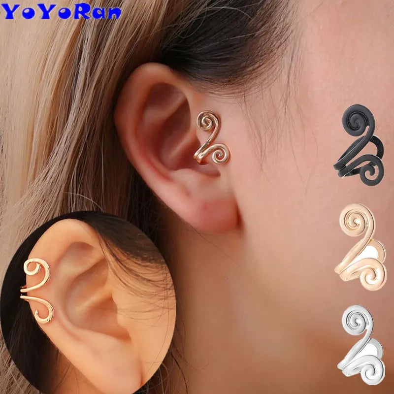 Punk Personality Sun Wukong Clip Earring Flower Shape Geometric Earring
