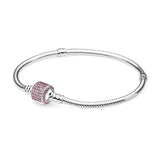 Sterling Silver Bracelet with Love Diamond Pendant for Girls