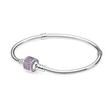 Sterling Silver Bracelet with Love Diamond Pendant for Girls