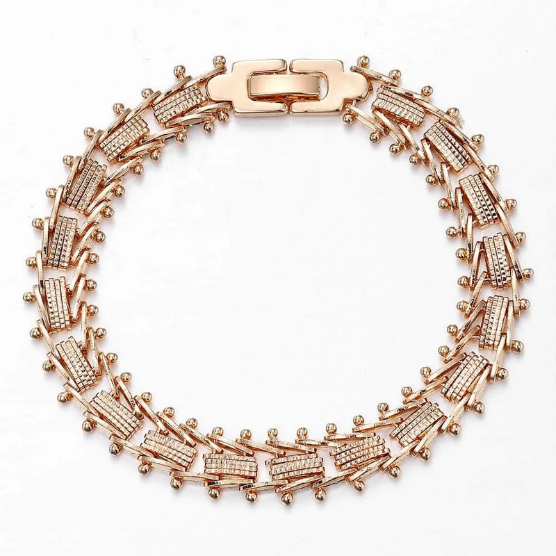 21 Styles 585 Rose Bracelet for Women Men Girl Snail Curb/Weaving Link Chains
