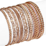 21 Styles 585 Rose Bracelet for Women Men Girl Snail Curb/Weaving Link Chains
