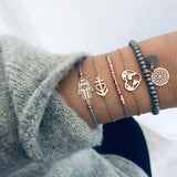 Geometric Woven Bracelet with Natural Stone and Shell Detail