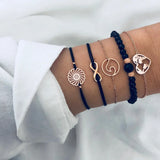 Geometric Woven Bracelet with Natural Stone and Shell Detail