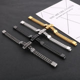 Stainless Steel Cross Link Chain Bracelet Silver Party Bangles