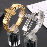 Stainless Steel Cross Link Chain Bracelet Silver Party Bangles
