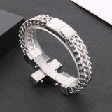 Stainless Steel Cross Link Chain Bracelet Silver Party Bangles