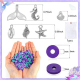 DIY Clay Beads Kit Mermaid 3 Beads Bracelet Necklace Earrings Conch Accessories