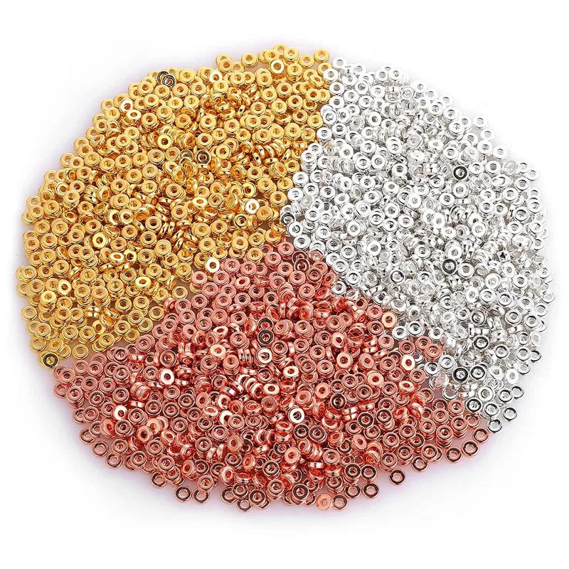 2100Pcs 6Mm CCB Charm Spacer Beads Wheel Bead Flat Round Loose Beads