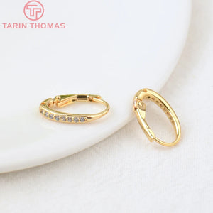 4PCS 10x15MM Zircon Oval Earrings Hooks DIY Jewelry Findings