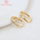 4PCS 10x15MM Zircon Oval Earrings Hooks DIY Jewelry Findings