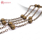Antique Bronze Copper Flat O Shape Chain with 4MM Bead DIY Jewelry Findings