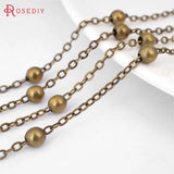 Antique Bronze Copper Flat O Shape Chain with 4MM Bead DIY Jewelry Findings