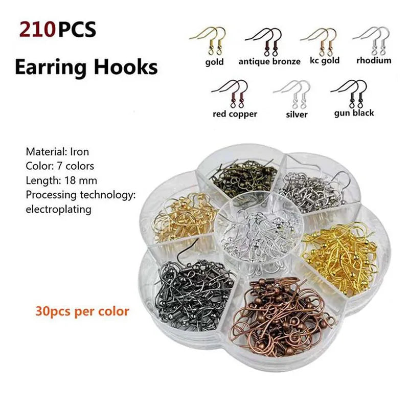 210pcs Mixed Color Earring Hooks DIY Jewelry Findings