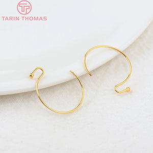 20PCS 15.5x19MM 24K Plated Round Earring Hook Jewelry Findings