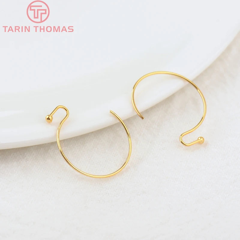20PCS 15.5x19MM 24K Plated Round Earring Hook Jewelry Findings